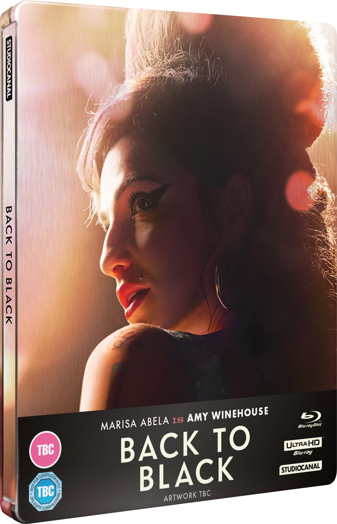Black steelbook Blu-ray case featuring a portrait of Amy Winehouse.