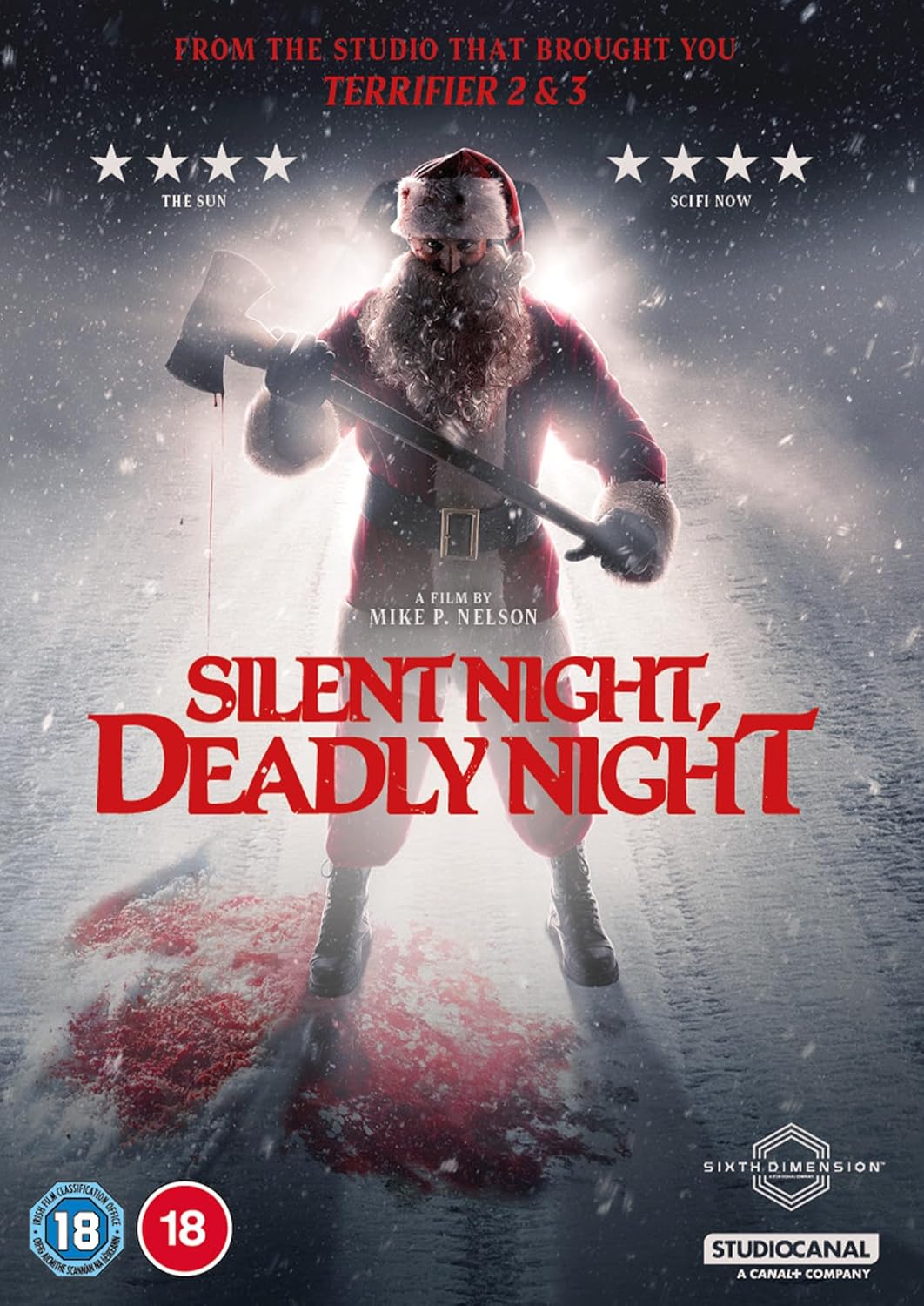 DVD cover for horror film "Silent Night, Deadly Night" featuring Santa Claus.