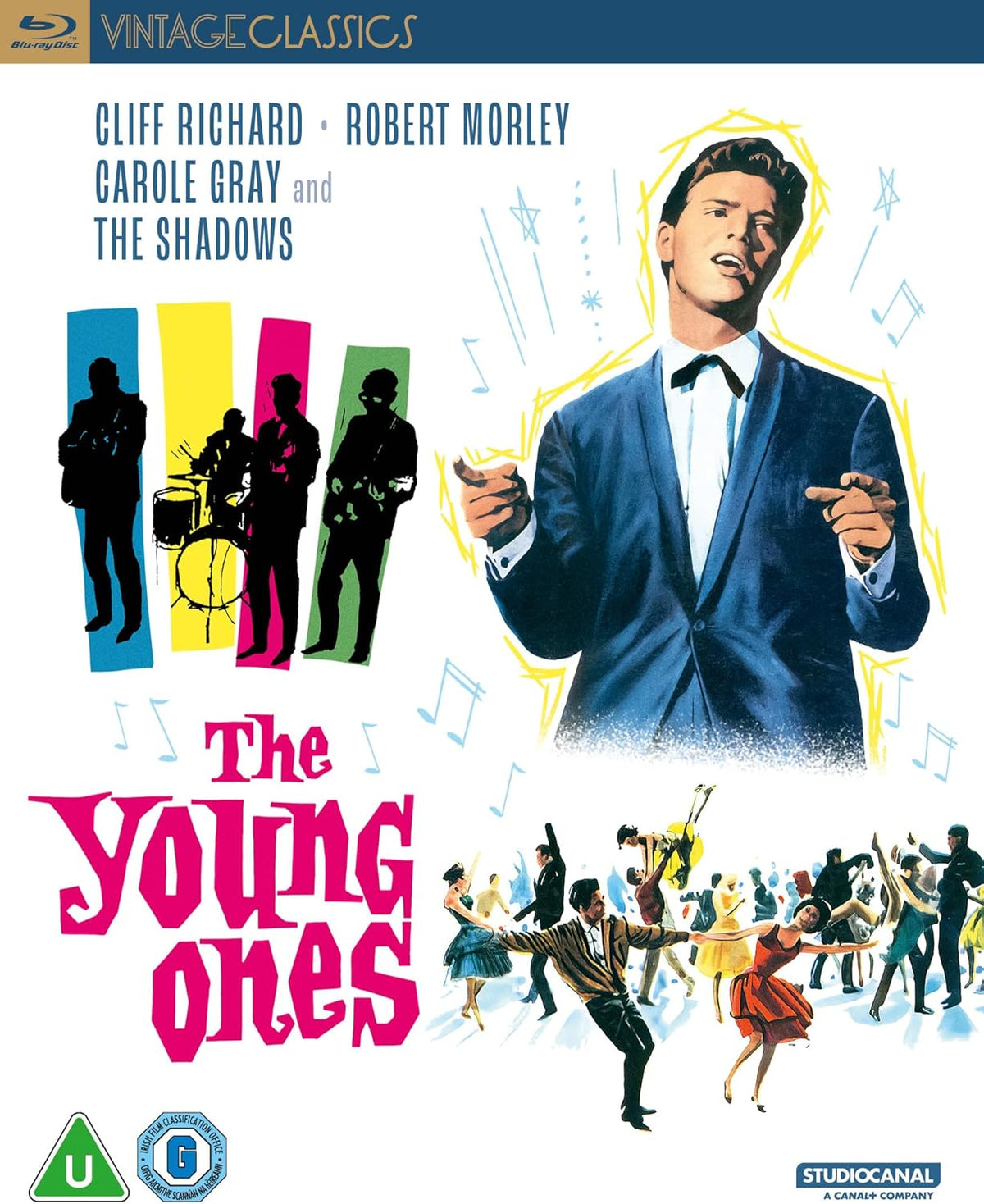 Blu-ray cover for "The Young Ones" featuring Cliff Richard singing.