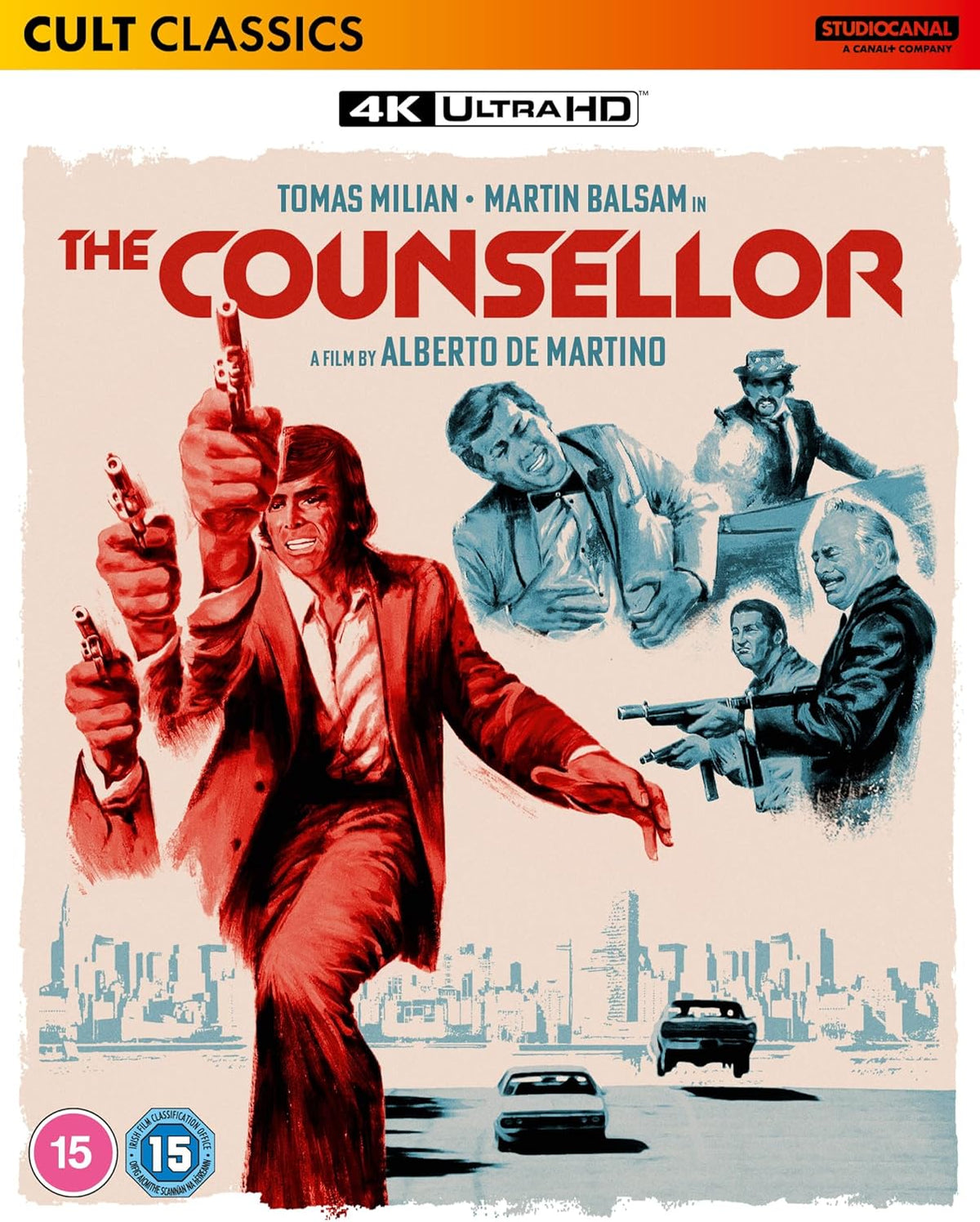 Blu-ray cover for "The Counsellor" featuring men with guns and a car.