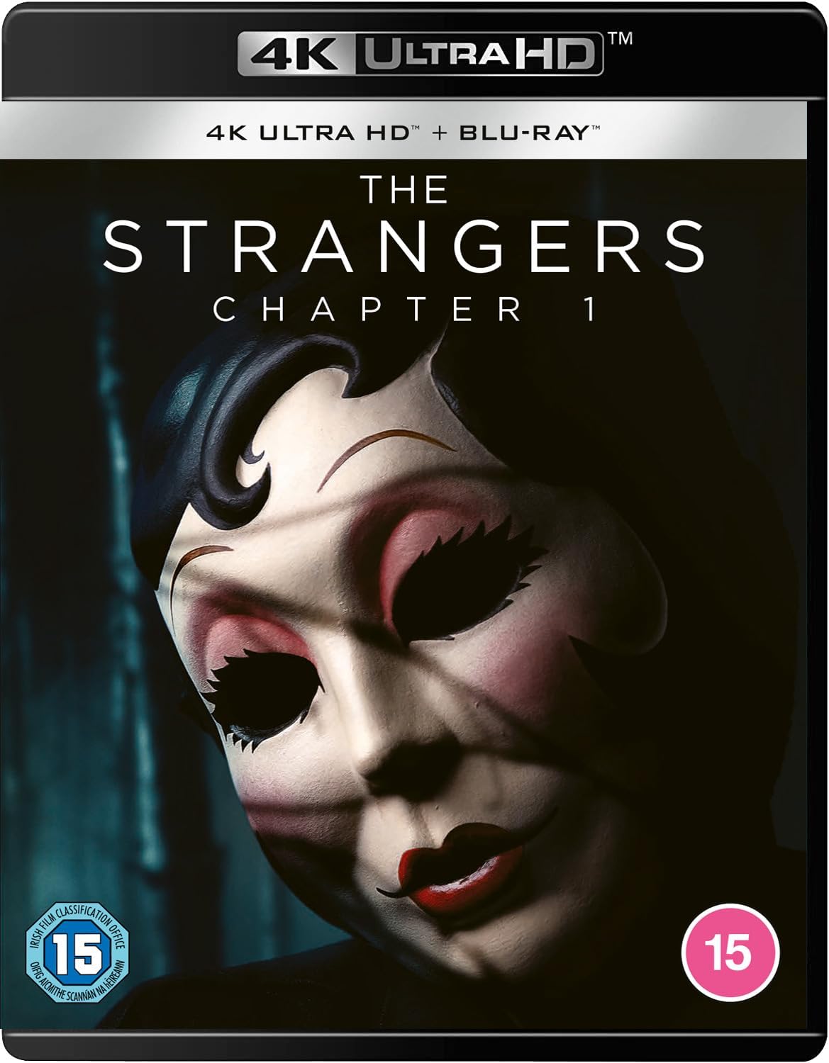 Blu-ray cover for "The Strangers: Chapter 1" featuring a masked figure.