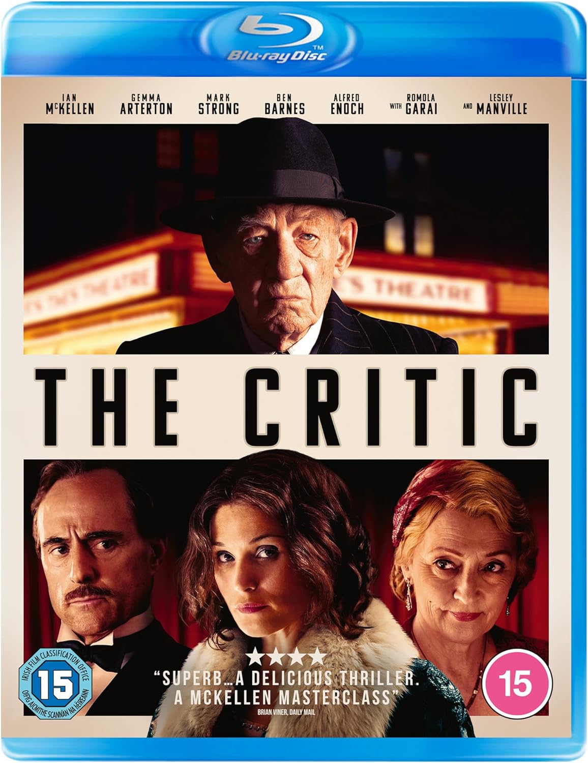 Blu-ray cover for "The Critic" featuring Ian McKellen and Gemma Arterton.