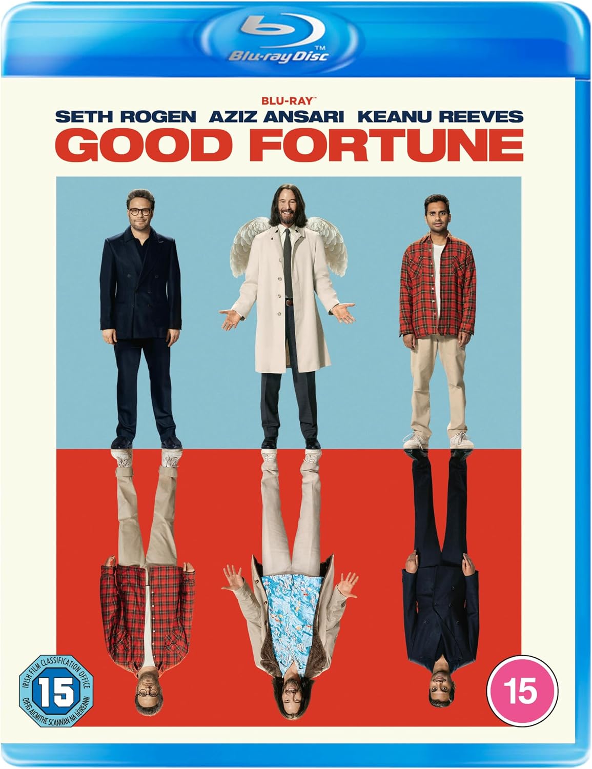 Good Fortune" Blu-ray cover featuring Seth Rogen, Aziz Ansari, and Keanu Reeves.