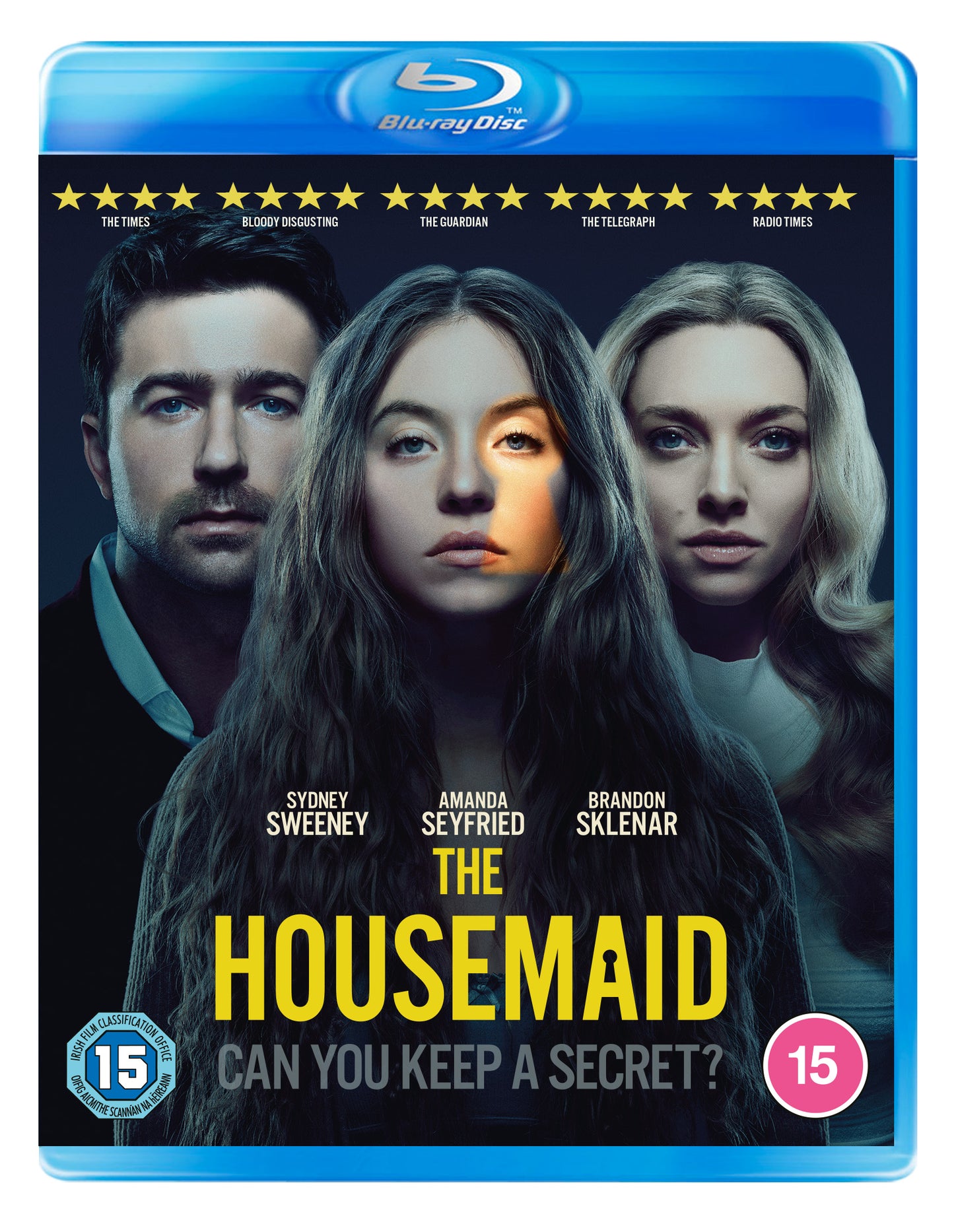 Blu-ray cover for "The Housemaid" featuring three intense, shadowed faces.