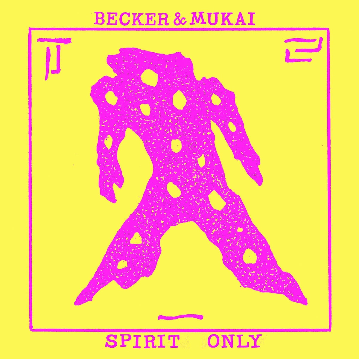 Yellow record cover with a pink, abstract human-like figure.