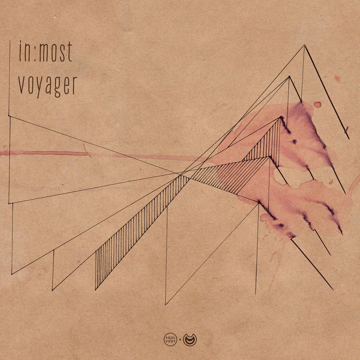 Inmost - Voyager" vinyl cover with abstract geometric lines and watercolor.