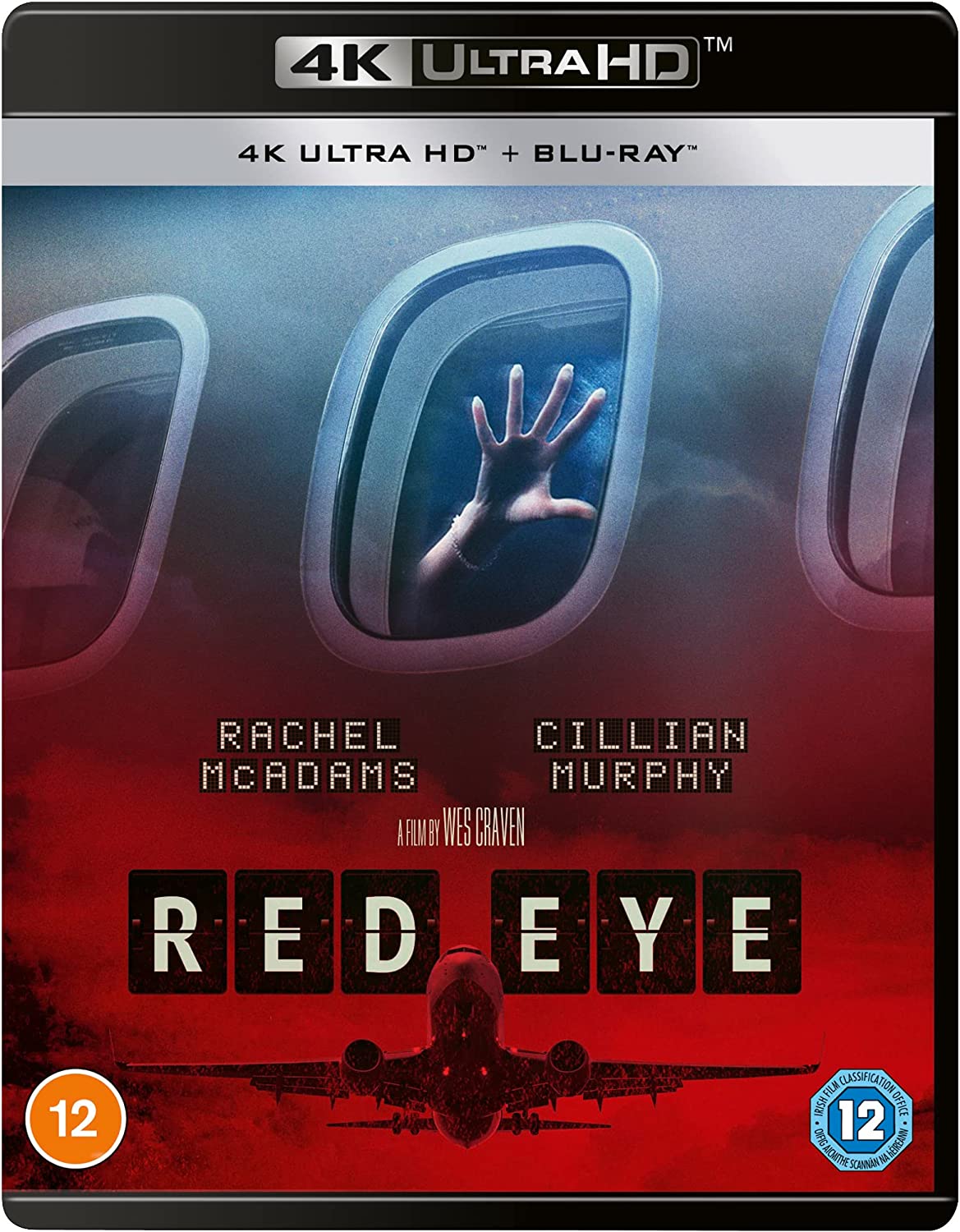 Red Eye" 4K Blu-ray cover with a silhouetted hand against an airplane window.