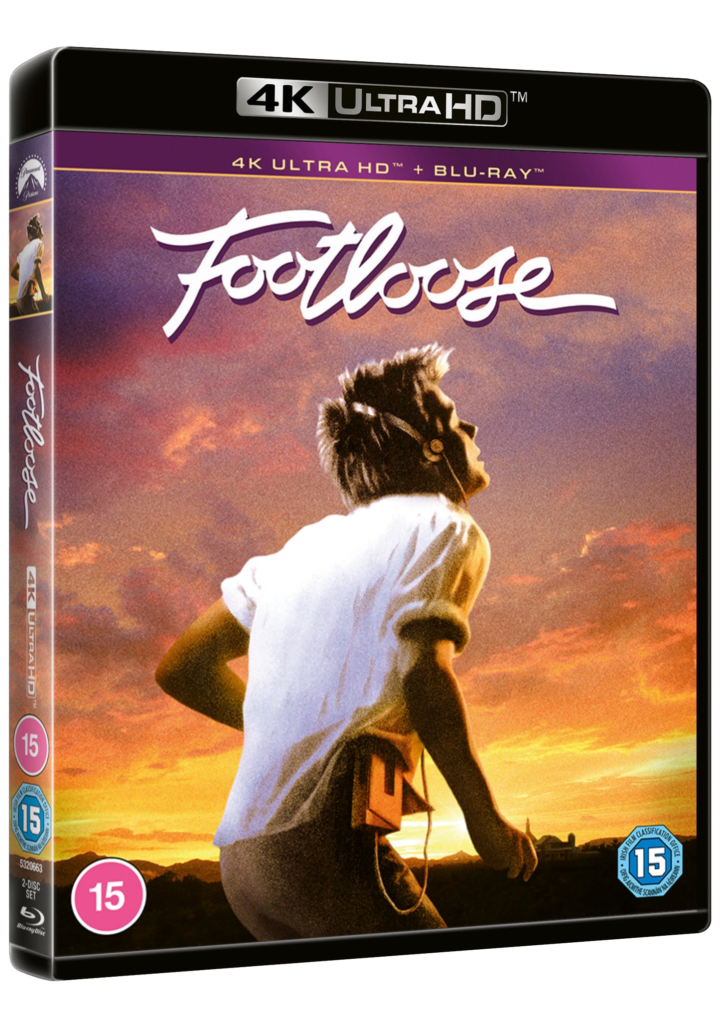 Footloose" 4K Ultra HD Blu-ray case featuring a jumping silhouette.