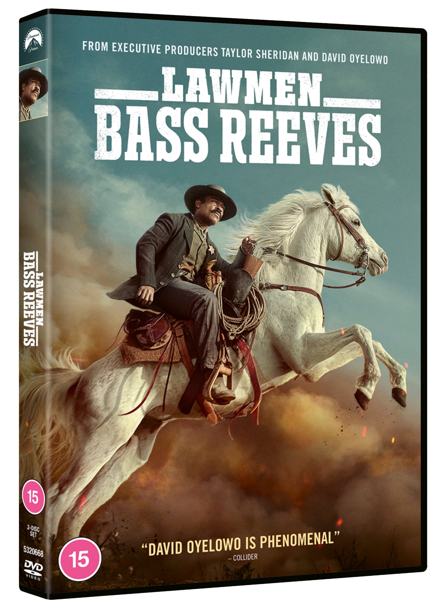 DVD cover for "Lawmen: Bass Reeves" featuring a man on a white horse.