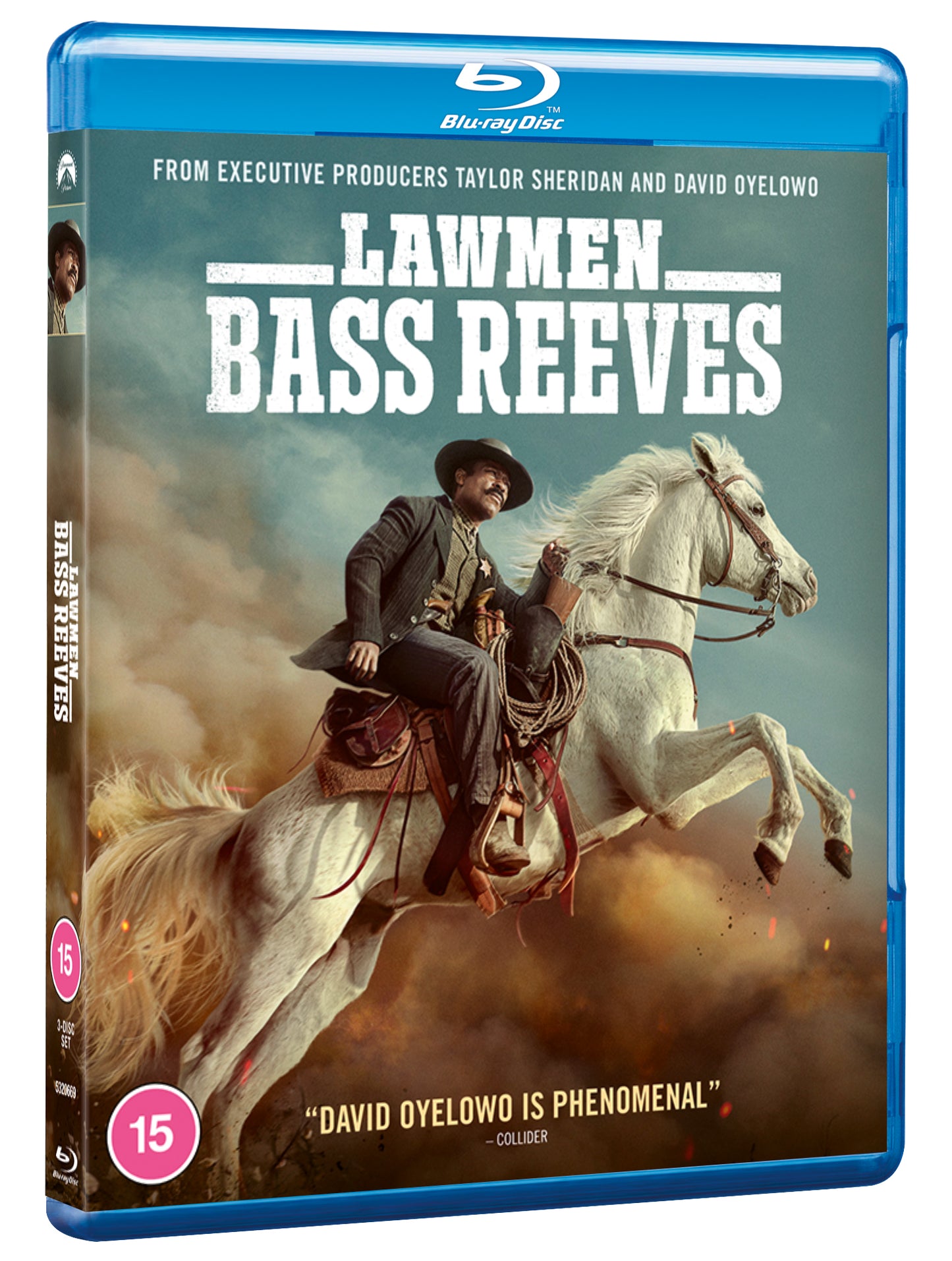 Blu-ray cover for "Lawmen: Bass Reeves" featuring a man on horseback.