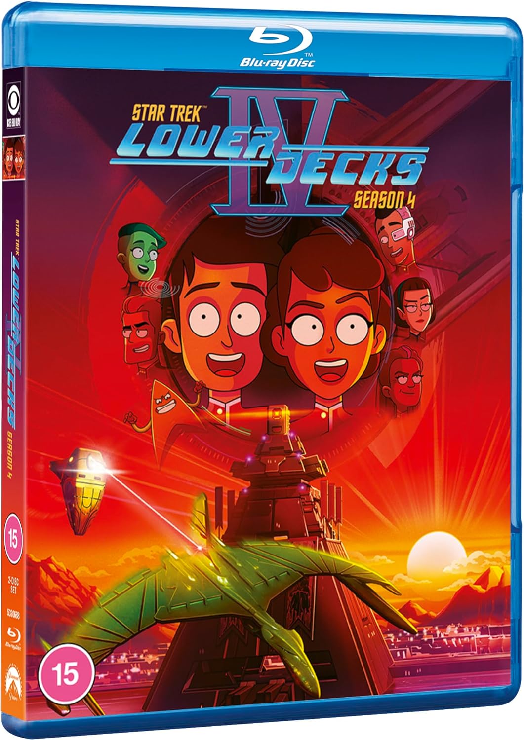 Star Trek Lower Decks" Season 4 Blu-ray cover with cartoon characters and spaceship.