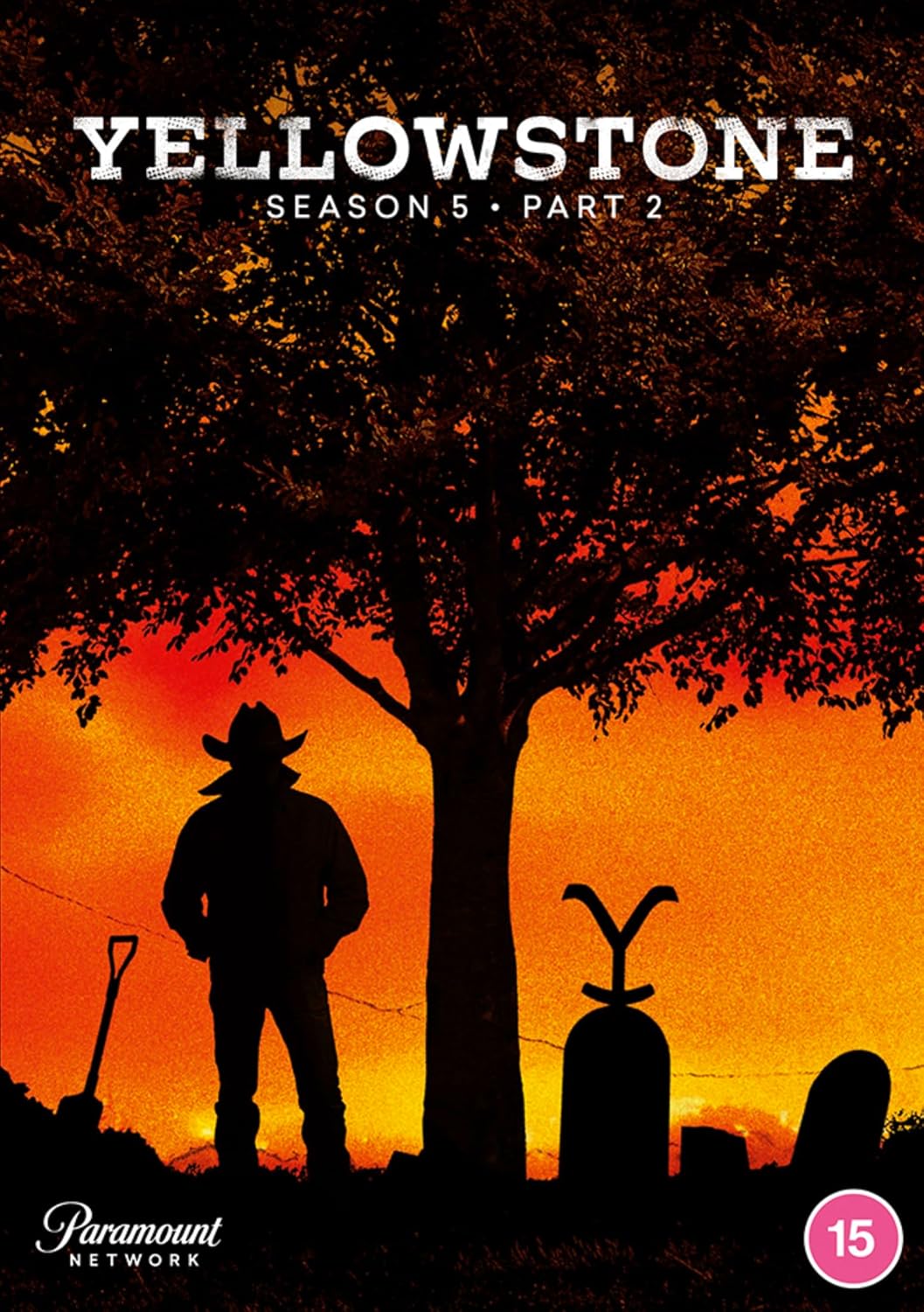 Yellowstone Season 5 Part 2 DVD cover with silhouetted cowboy and graves.
