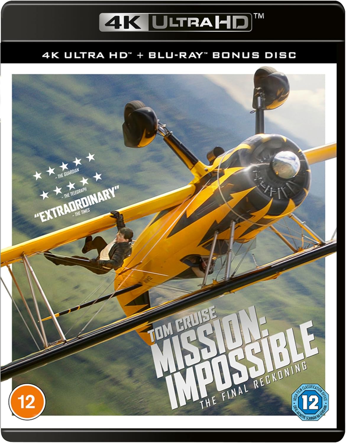 Mission: Impossible – The Final Reckoning UHD Blu-ray cover with a biplane.