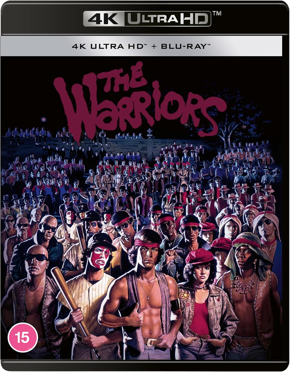 The Warriors 4K Ultra HD and Blu-ray cover featuring a large crowd of gang members.