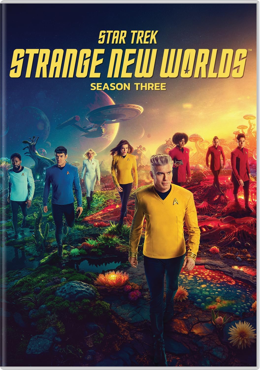 “Star Trek: Strange New Worlds” Season Three DVD cover with cast members.