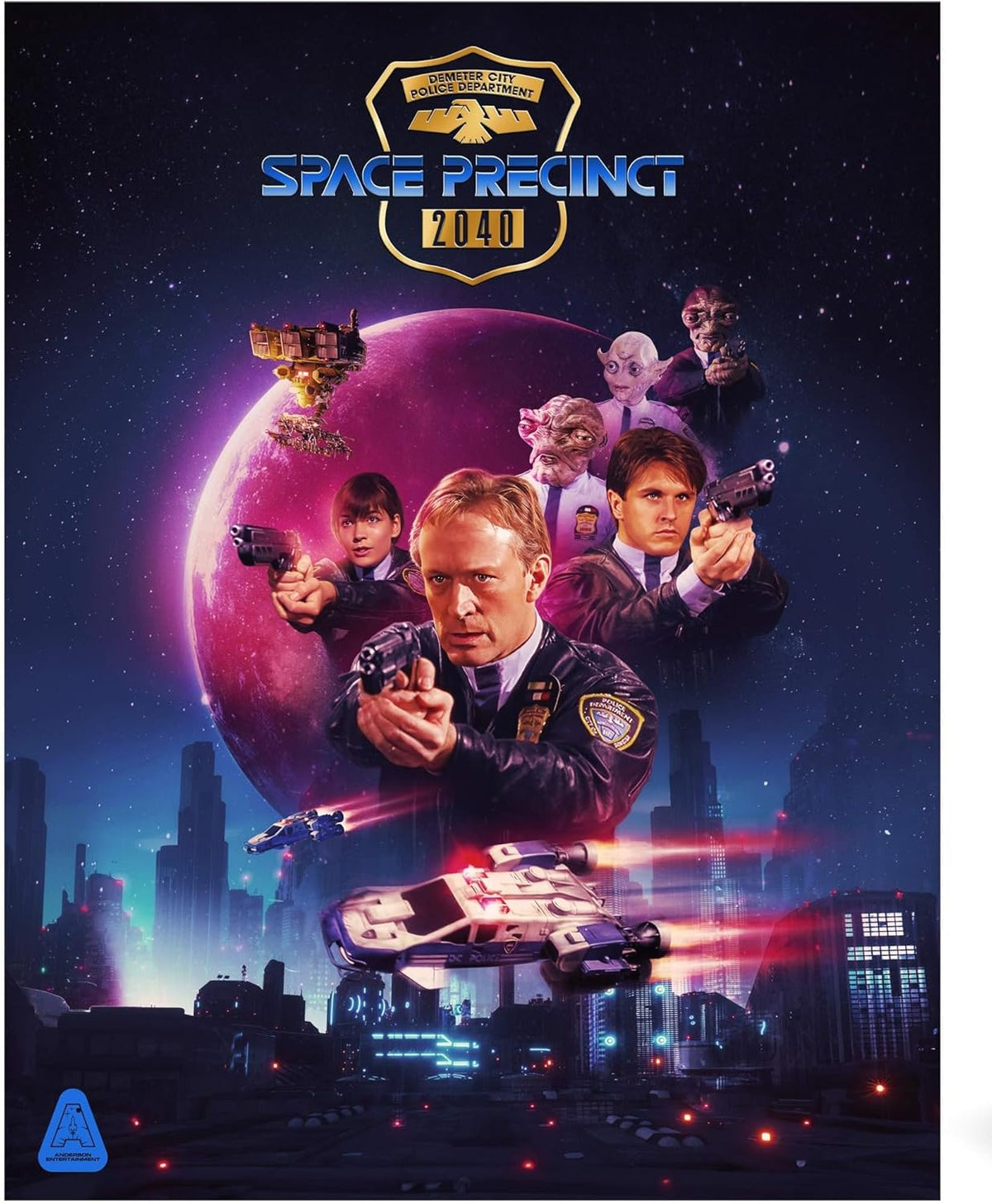 Space Precinct" Blu-ray cover featuring police officers and alien characters.