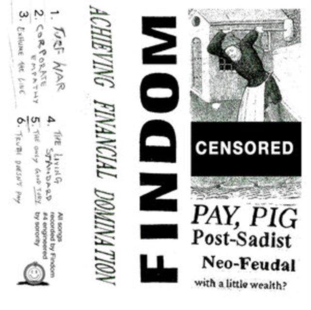 Vinyl record cover with black text, a censored bar, and historical image.