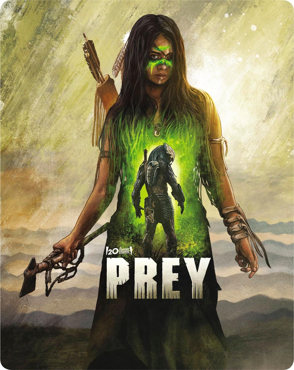 “Prey” steelbook cover featuring a woman with face paint and a Predator.