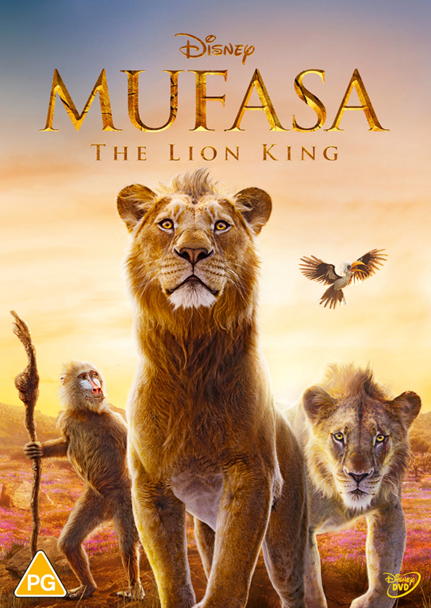 DVD cover featuring Mufasa, a lion, with other animals in a savanna.