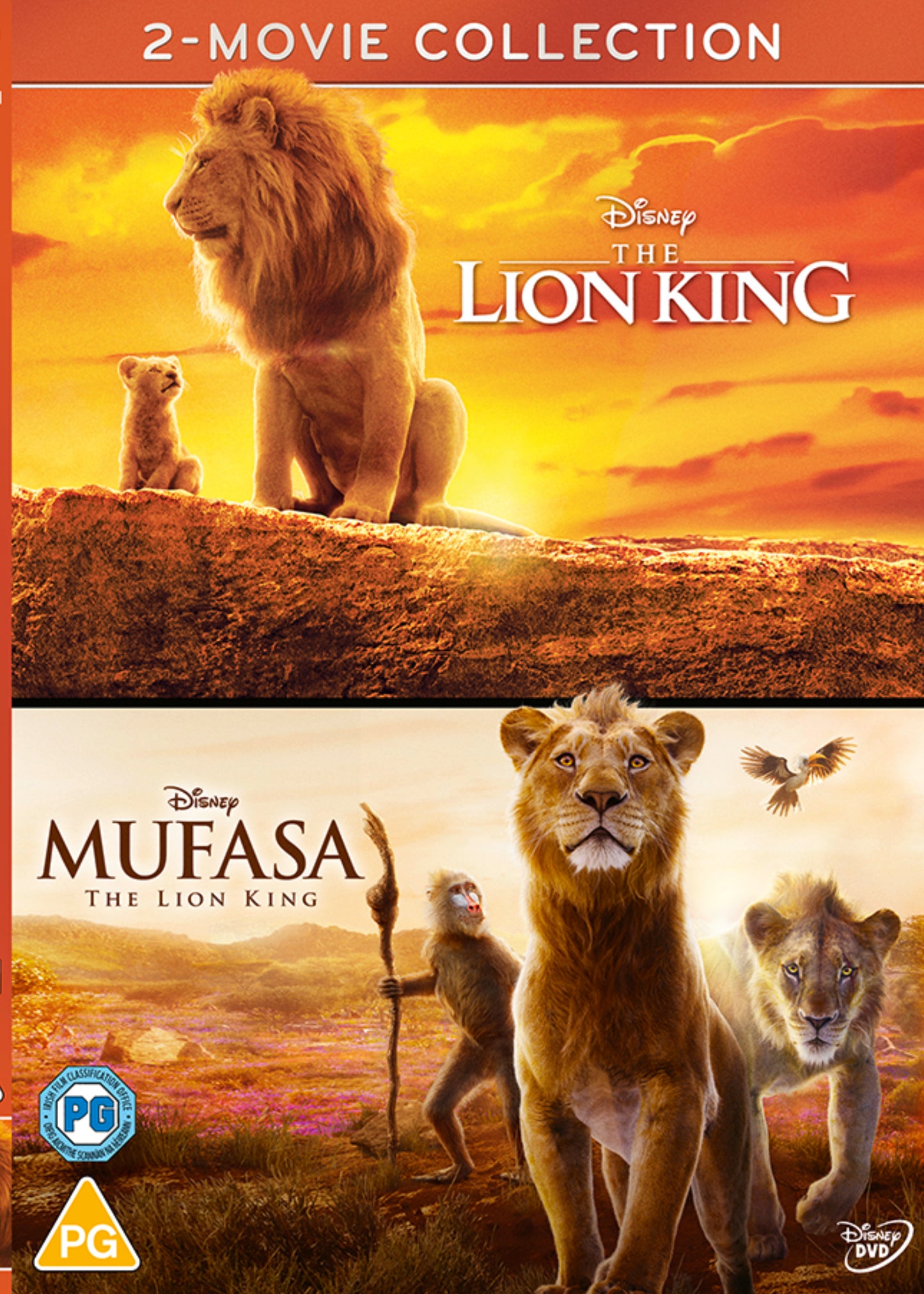 DVD cover featuring Mufasa, Simba, and other lions in savanna scenes.