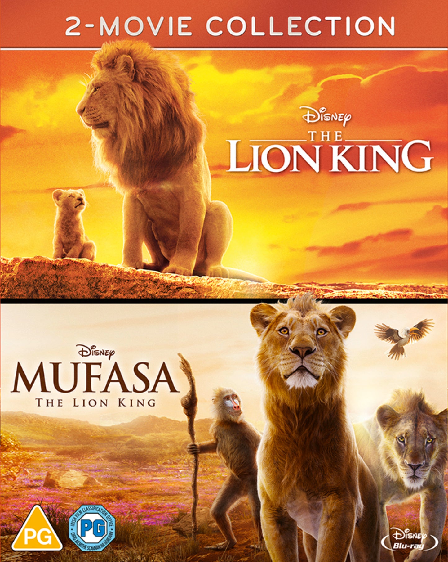 Blu-ray cover for "Mufasa: The Lion King" featuring lions and landscapes.