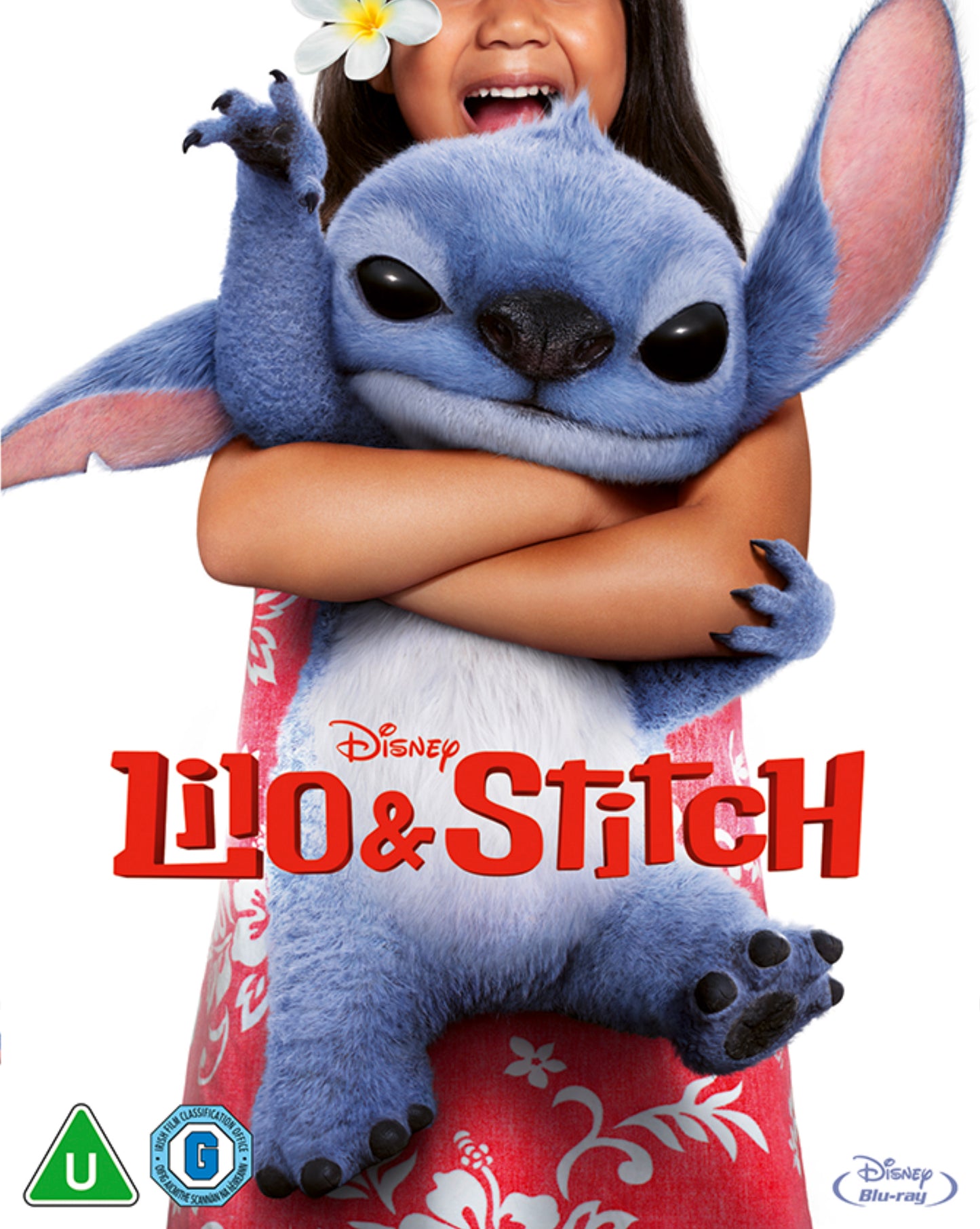 Lilo hugging Stitch, Blu-ray cover with Disney logo and film title.