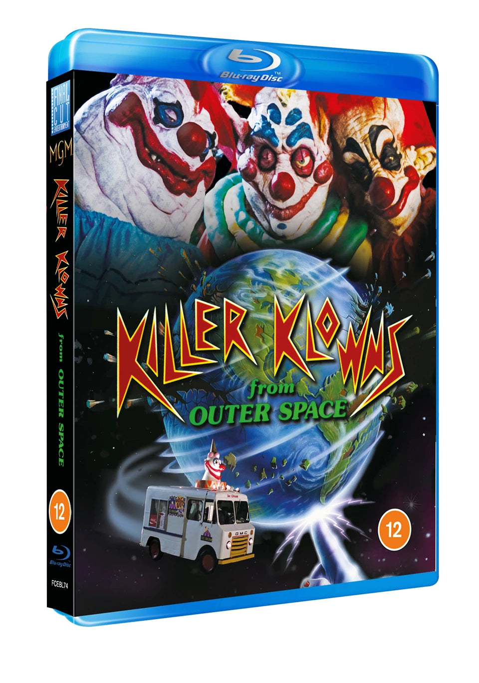 Blu-ray cover for "Killer Klowns From Outer Space" featuring a clown spaceship.