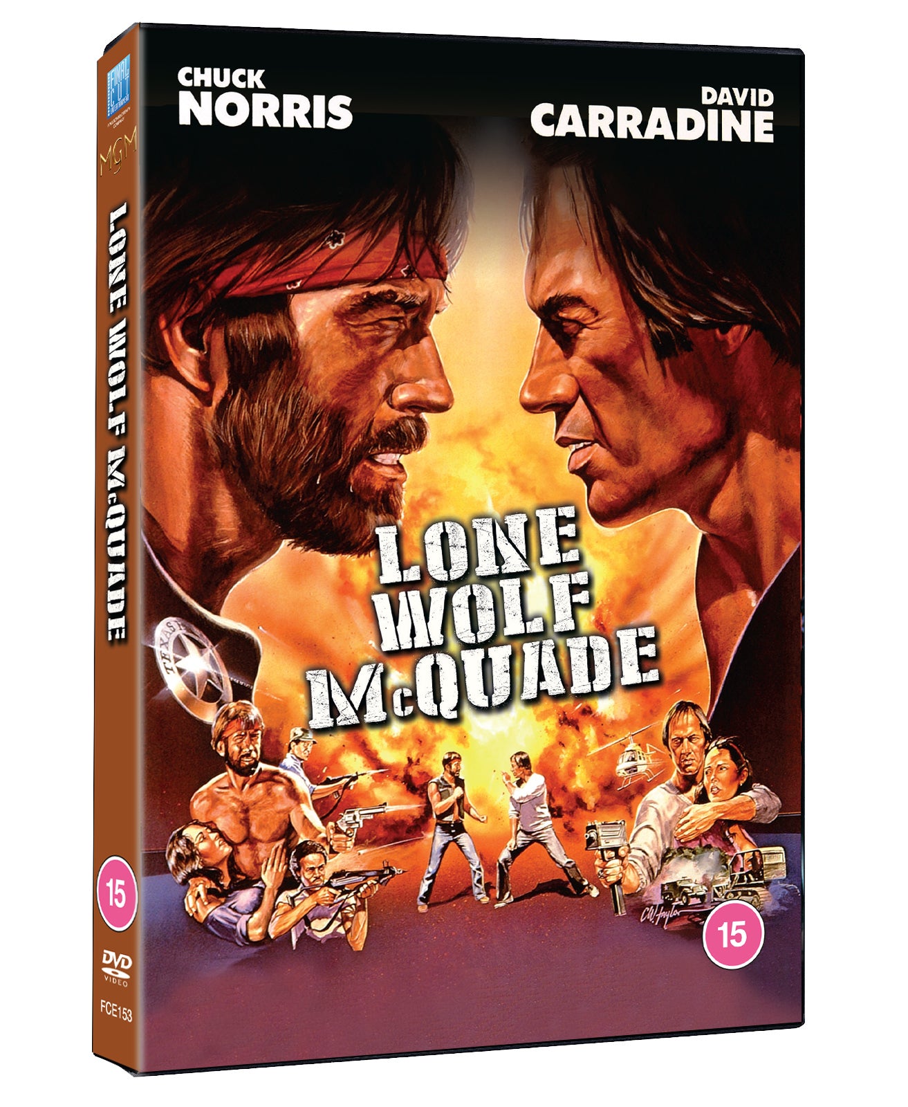 DVD cover for “Lone Wolf McQuade” featuring Chuck Norris and David Carradine.