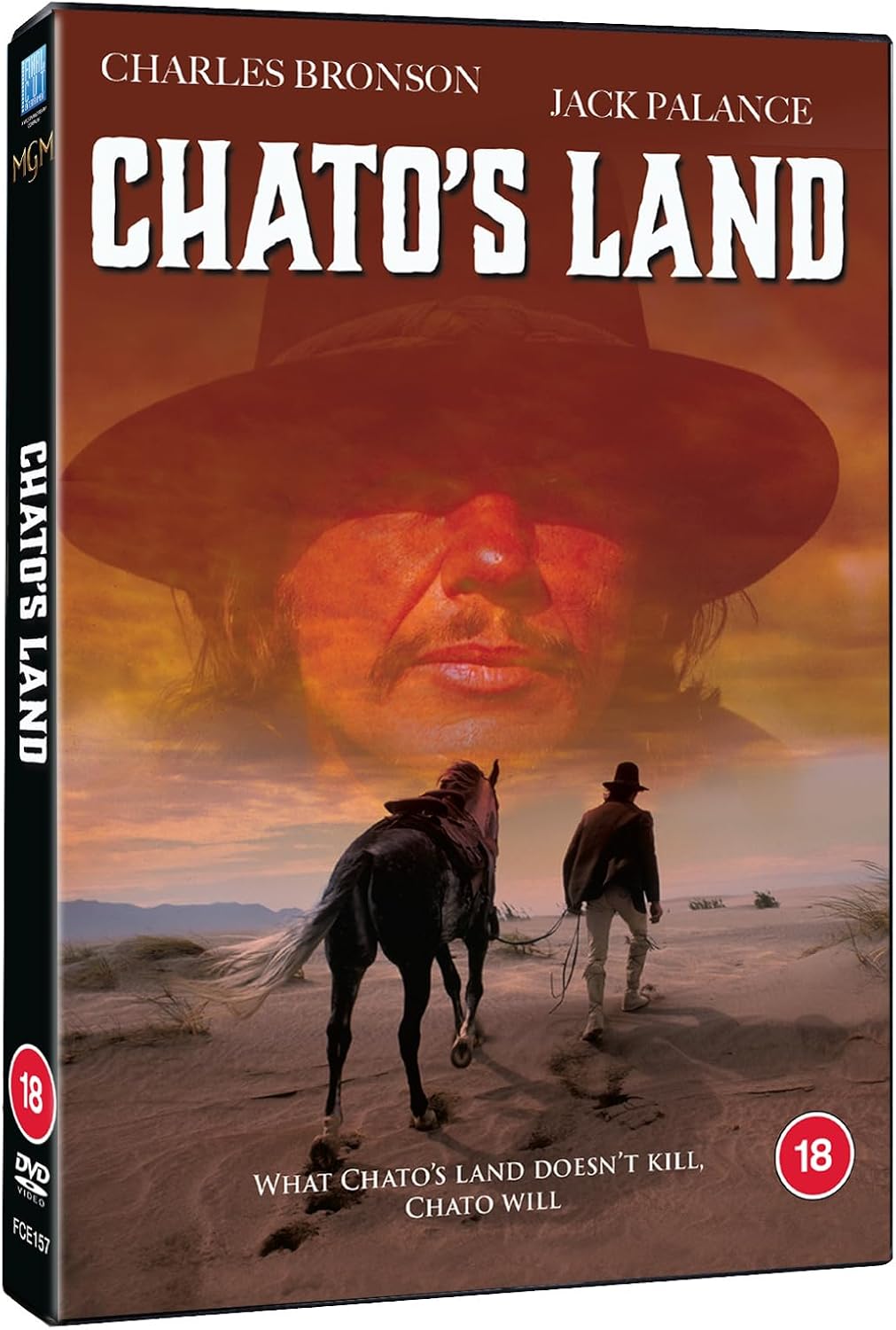 Chato's Land" DVD cover featuring a cowboy on horseback in a desert landscape.