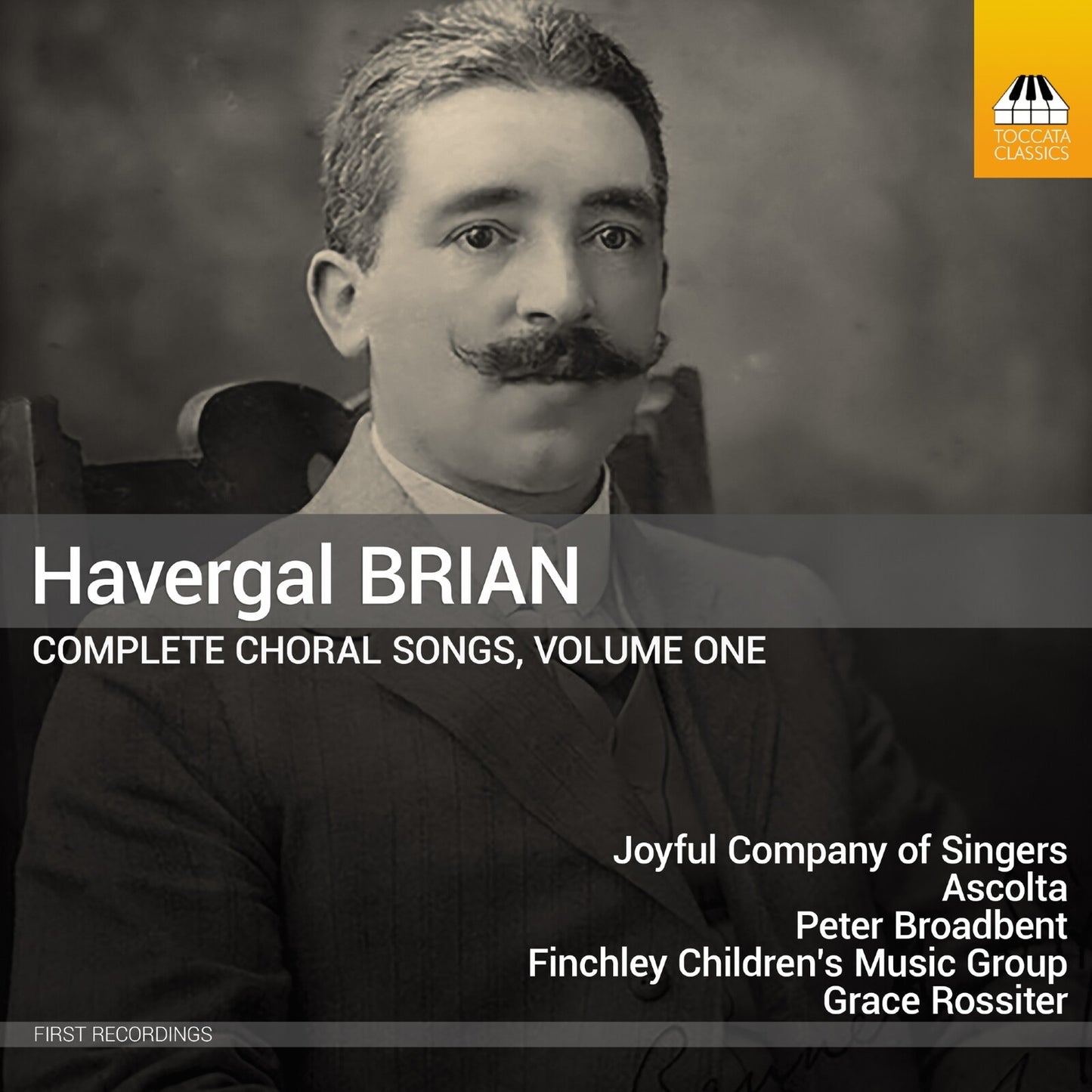 CD cover featuring a portrait of composer Havergal Brian, with text details.