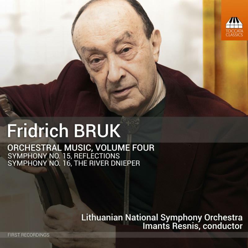 CD cover featuring portrait of composer Fridrich Bruk and orchestra details.
