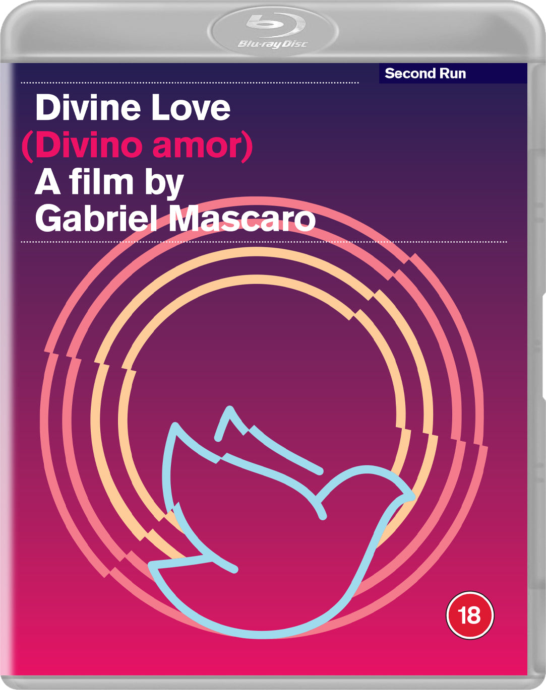 Divine Love" Blu-ray cover featuring abstract pink and blue circular design.