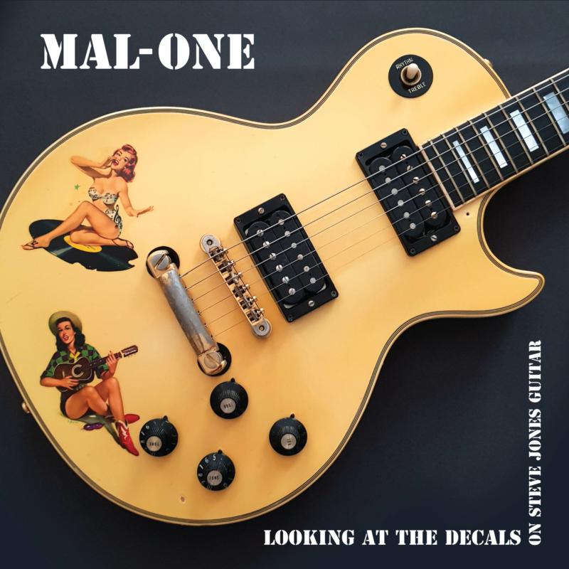 Album cover featuring a sunburst electric guitar with pin-up decals.