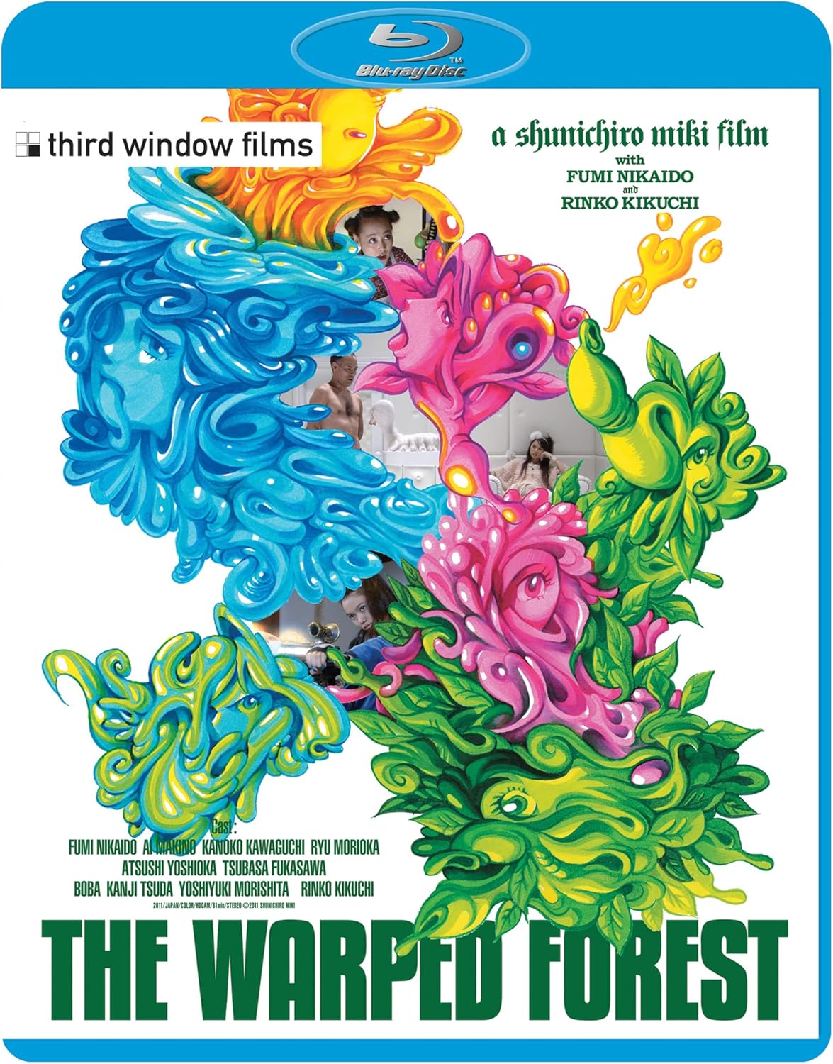 Blu-ray cover for "The Warped Forest" featuring surreal, colorful forest imagery.
