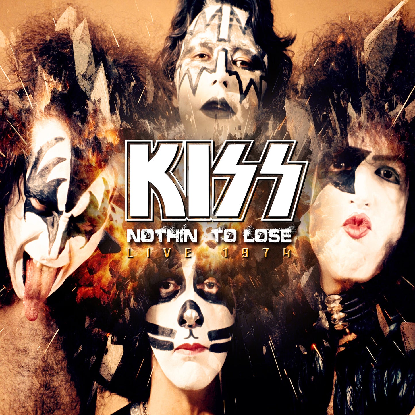 Kiss album cover, "Nothin' To Lose - Live 1974", featuring band members.