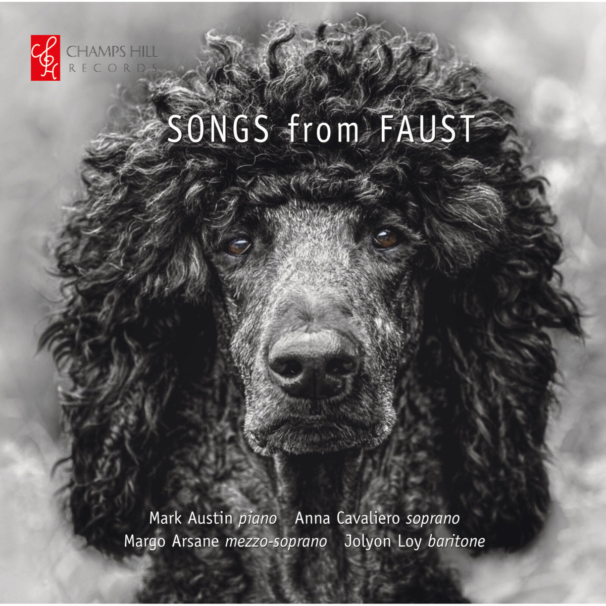 CD cover featuring a black poodle with "Songs from Faust" text.