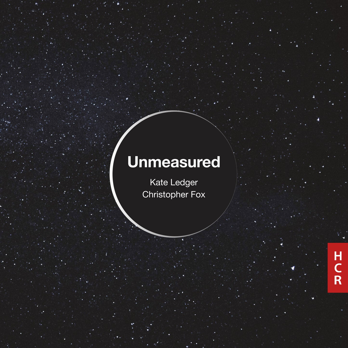 CD cover: black circle with white text on a starry dark background.