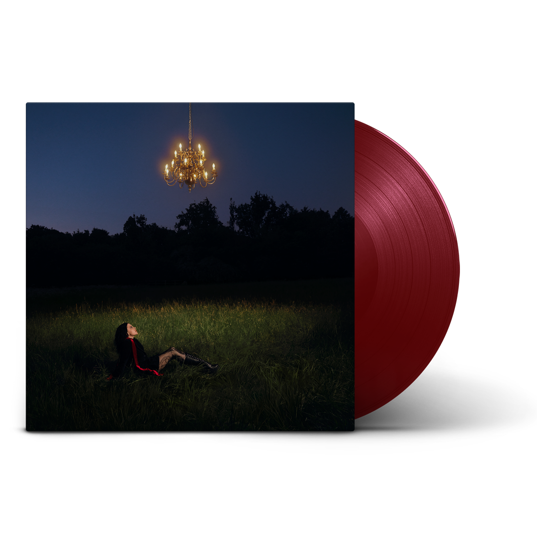 Pale Waves “Smitten” vinyl LP cover with a woman in a field, blue marble record.