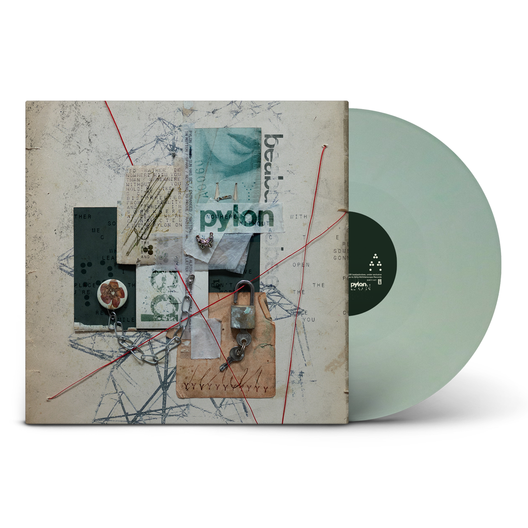 Beabadoobee’s “Pylon” vinyl record with sea foam green disc and collage cover.