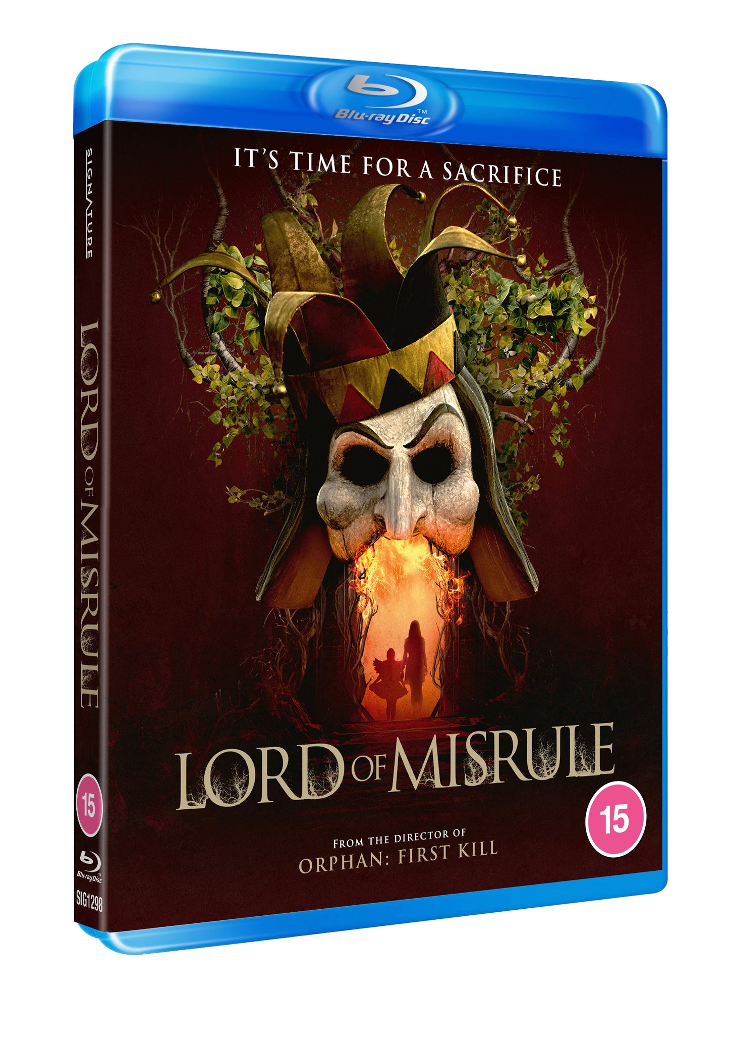 Blue case for Lord of Misrule Blu-ray with a jester mask and tree branches.