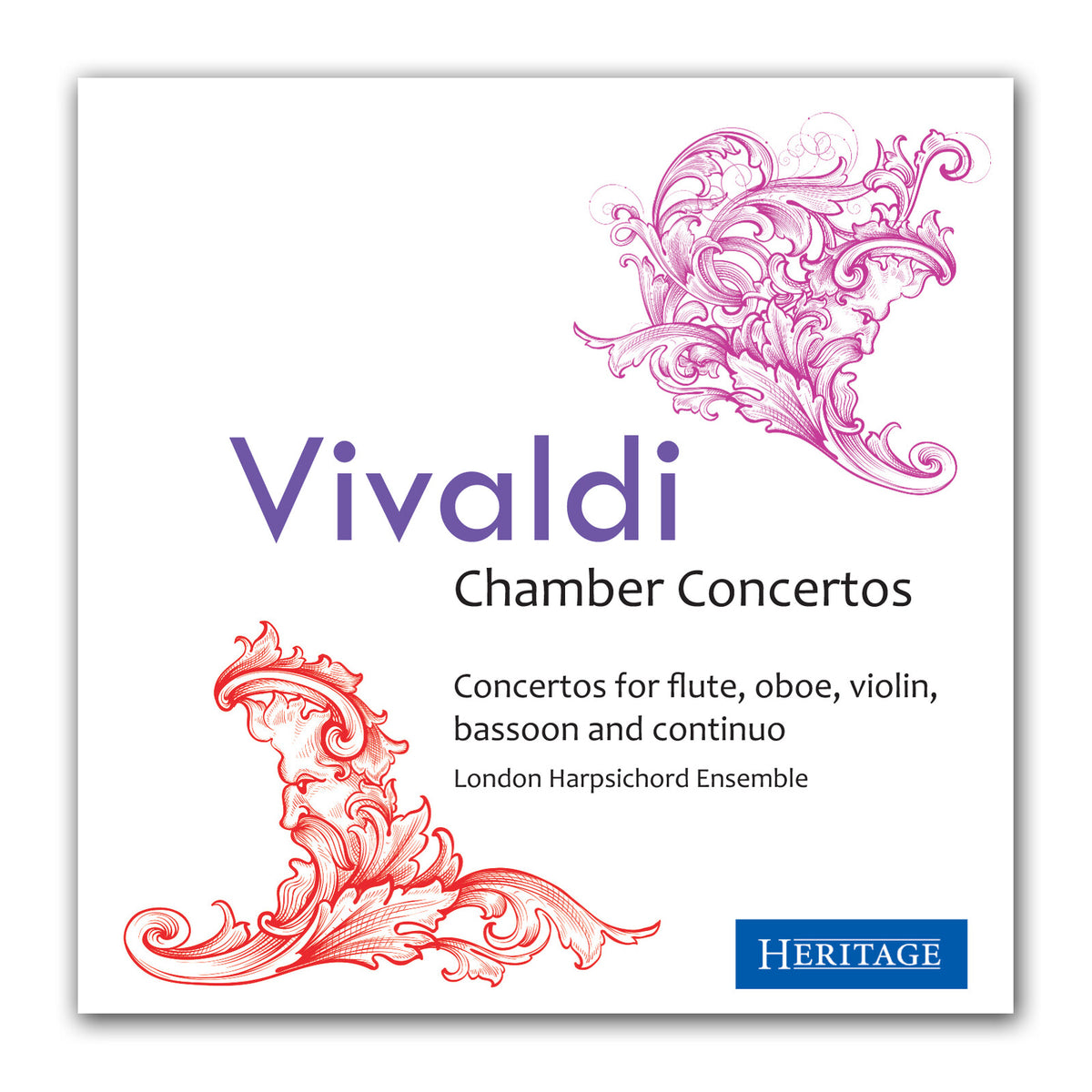 CD cover for Vivaldi chamber concertos, ornate red floral design.