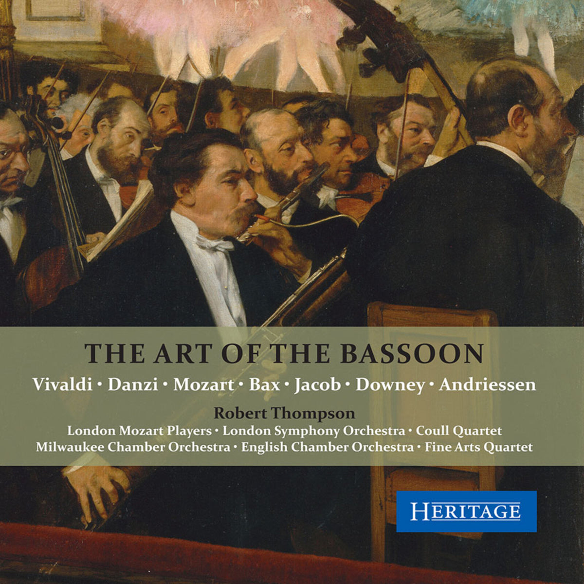CD cover: orchestral painting with a bassoon, text listing composers & Robert Thompson.