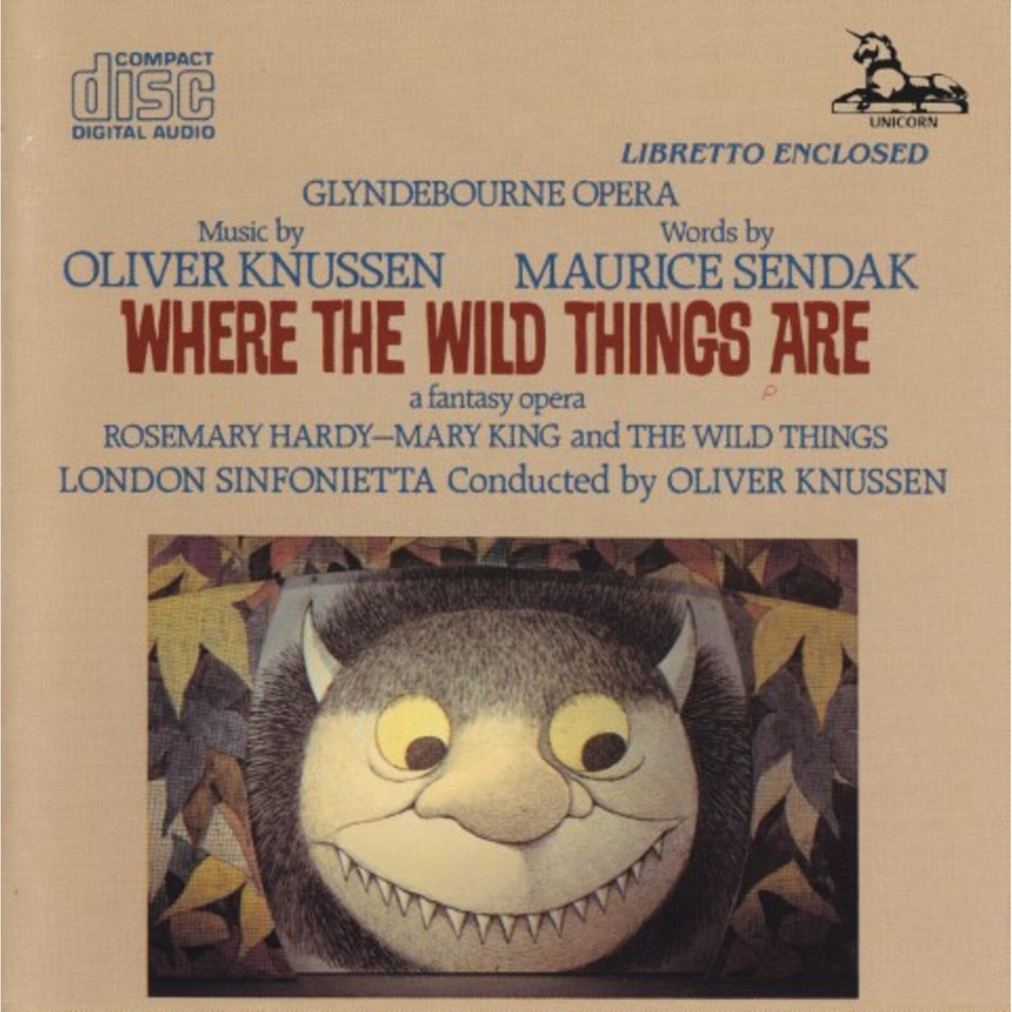 CD cover for "Where the Wild Things Are" opera, featuring monster illustration.