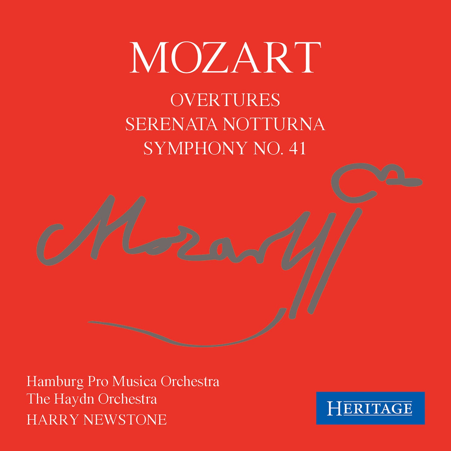 Red CD cover featuring "MOZART" in gold text, Hamburg Pro Musica Orchestra.