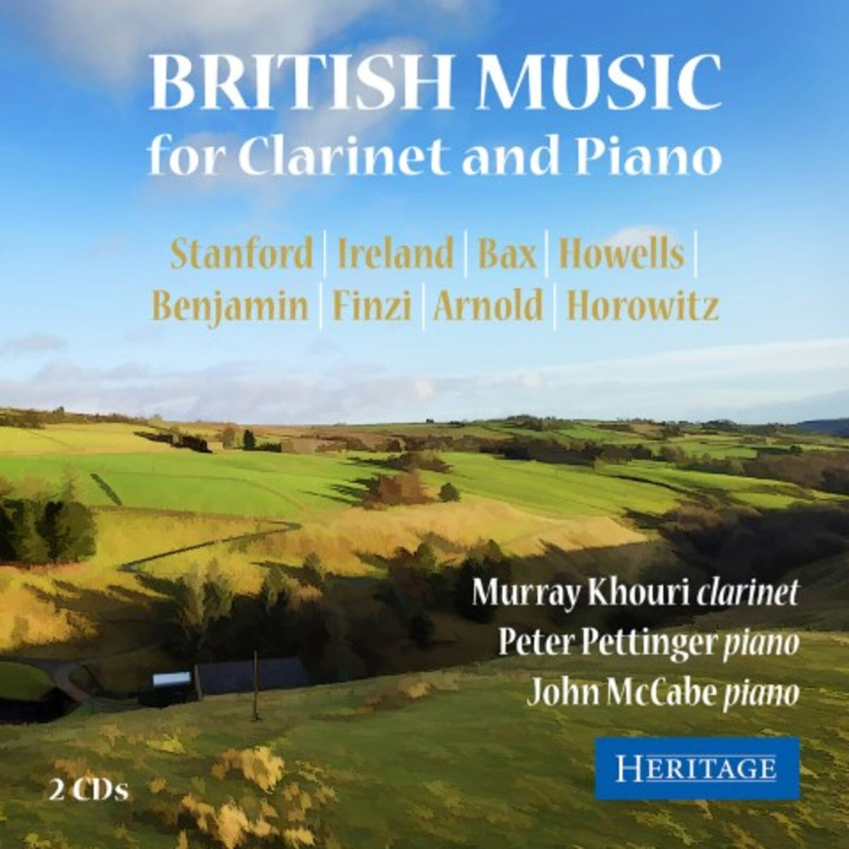 CD cover for "British Music for Clarinet" with landscape background.