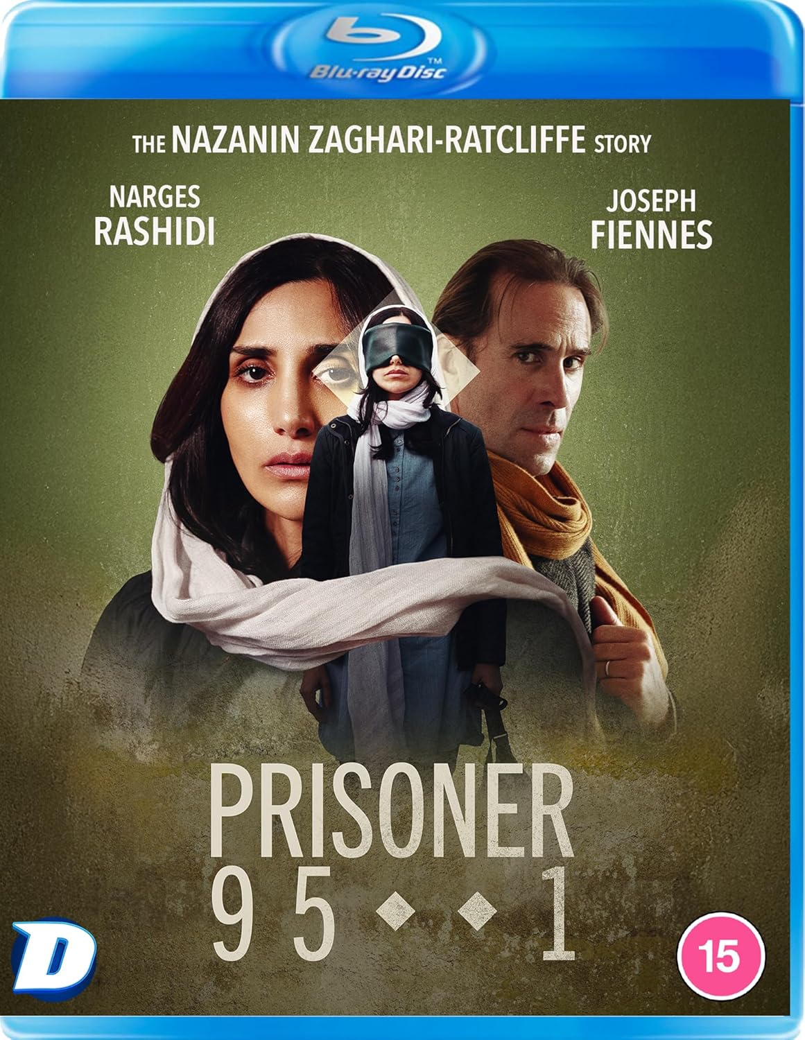 Blu-ray cover for Prisoner 951 featuring Narges Rashidi and Joseph Fiennes on olive background.