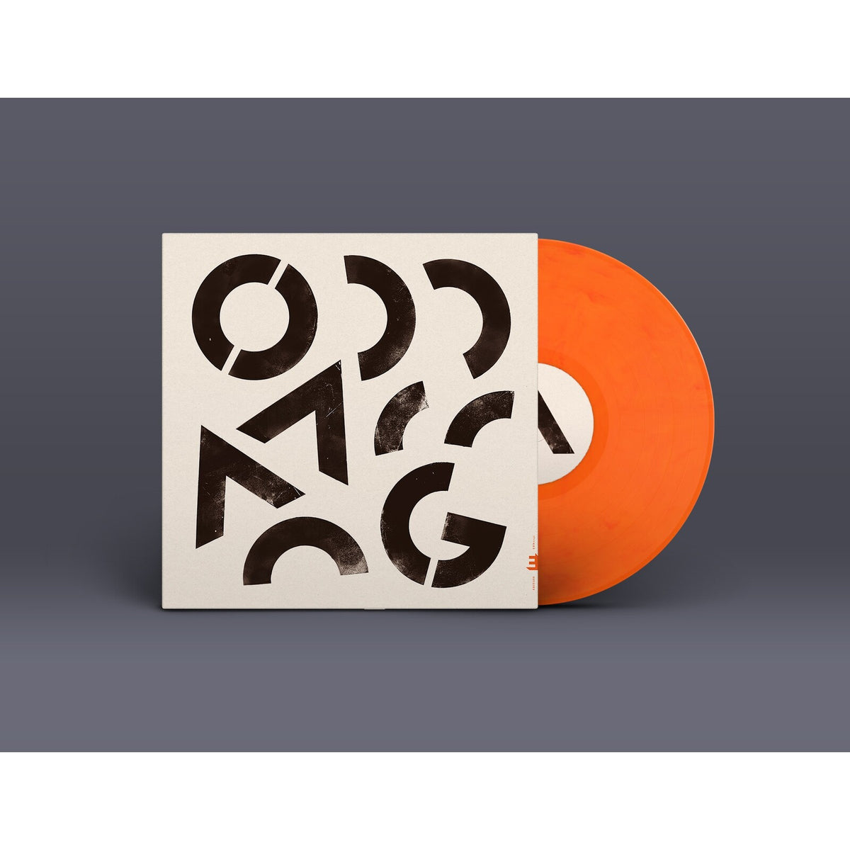 Vinyl record with abstract black lettering on a beige cover.