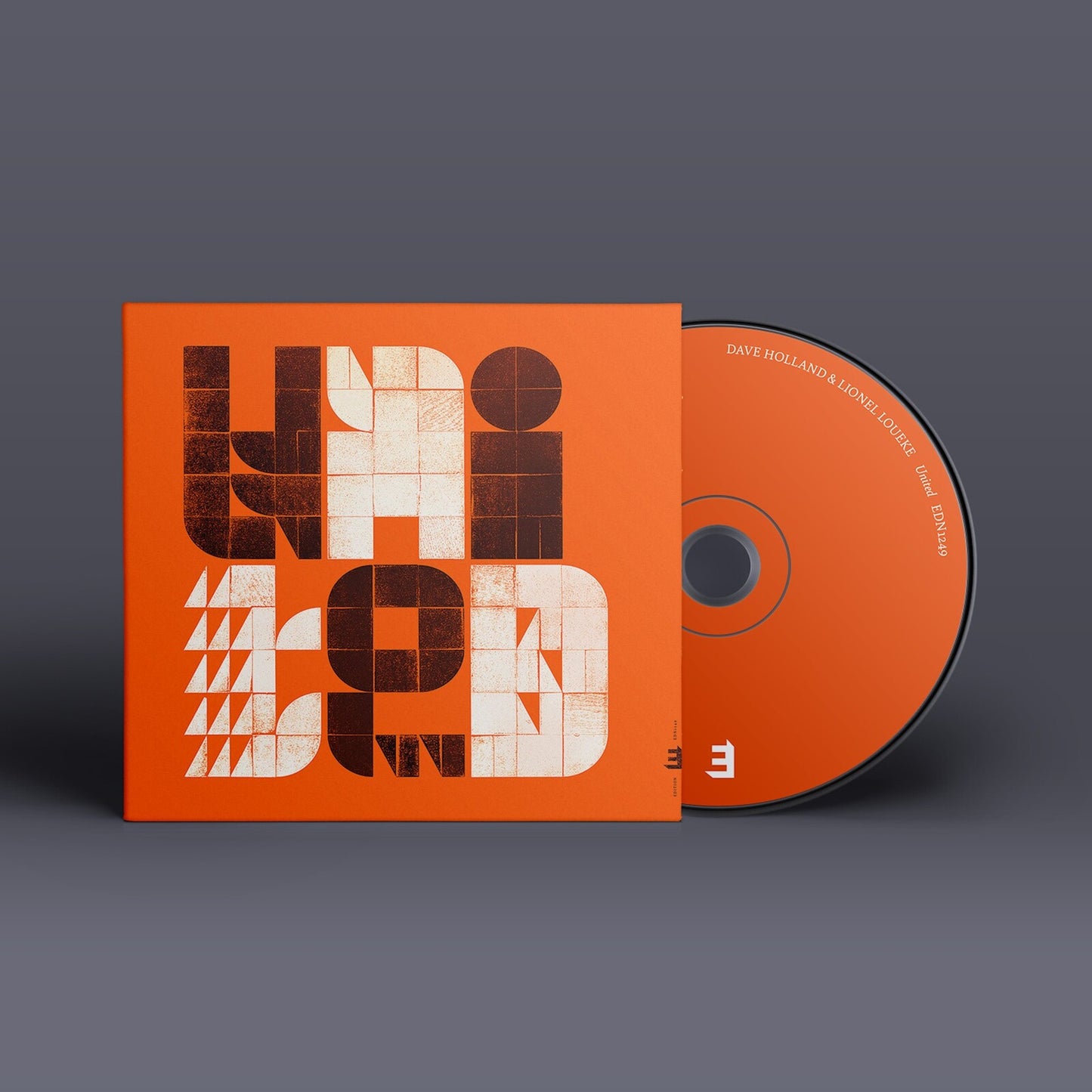 CD case for "United" by Lionel Loueke & Dave Holland, orange and brown.