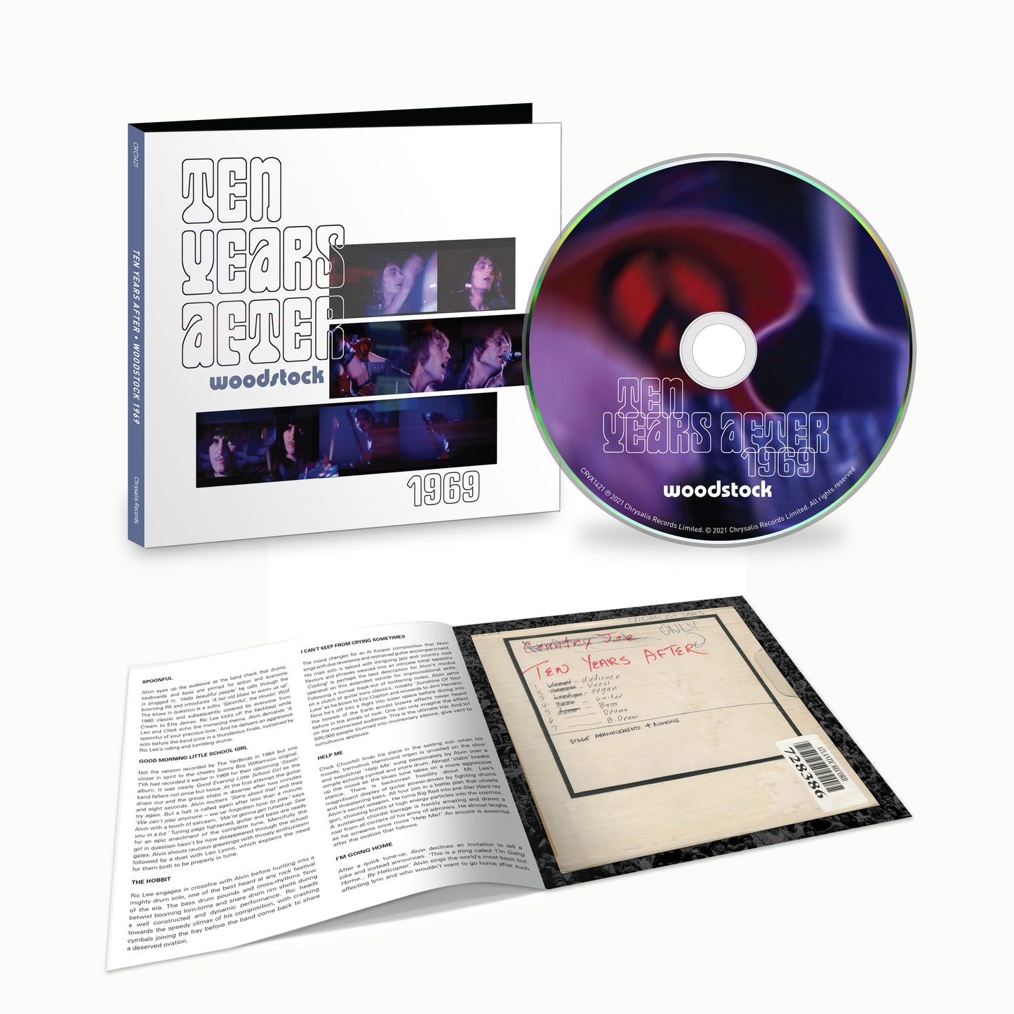 CD case for "Woodstock 1969" featuring a band photo and text.