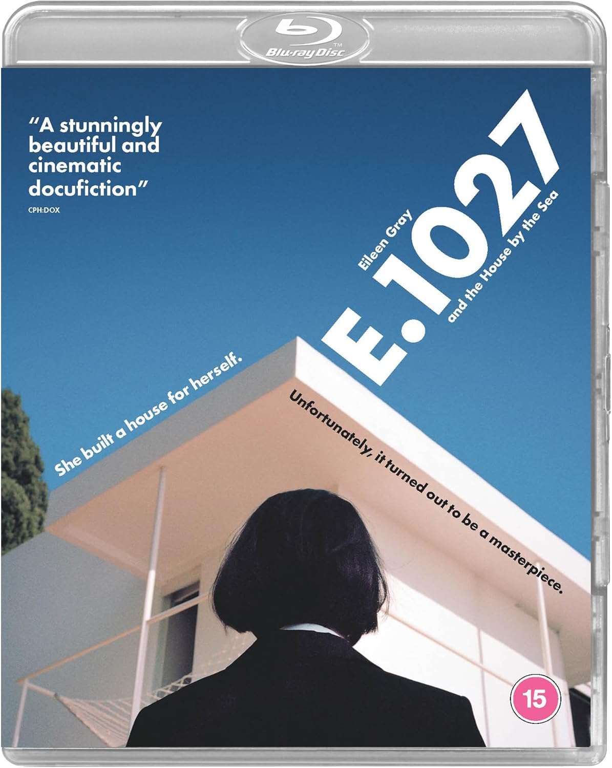DVD cover for “E.1027”, featuring a woman and modern architecture.